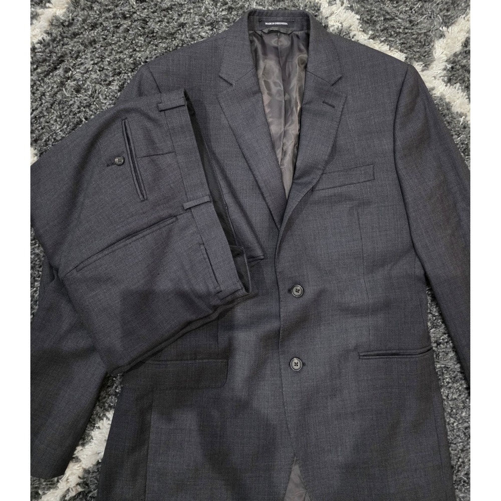 LAUREN Ralph Lauren Slim Fit Suit  Mens Black Label  100% Wool Glen Check 38R